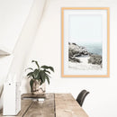 Sea Rocks and Waves Print. Blue Beige Coastal Wall Art by Wall Art Set