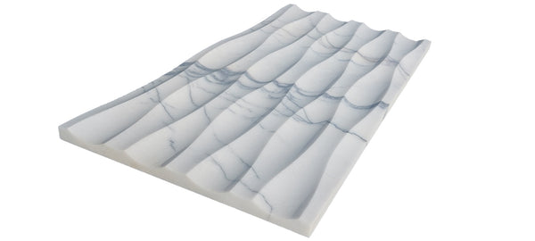 Natural Stone 3D Wall Panel - Sculptural Sea Wave Relief Design