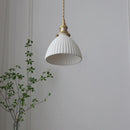GobekUsa Ceramic LED Pendant Light Fixture with Adjustable Wire, Brass Knob Switch