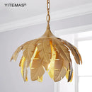 GobekUsa Gold Leaves Chandelier Small Pendant Lighting for Kitchen Island Hallway E27 Socket