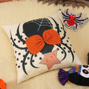 GobekUsa Halloween Wizard Hat Spider Embroidered Throw Pillow Cover