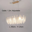 GobekUsa Gold Feather Chandelier LED Pendant Light for Home Decor
