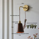 GobekUsa Ash Wood LED Wall Lamp with Pull Chain Switch for Home Decor