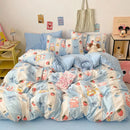 GobekUsa Cartoon Pattern Cotton Bed Sets Quilt Cover Sheet Pillowcase Bedclothes