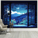 GobekUsa Dreamy Window Cat Tapestry Landscape Wall Cloth for Bedroom & Living Room