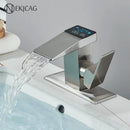 GobekUsa LED Waterfall Basin Faucet Hot Cold Mixer Tap for Bathroom Deck Installation