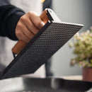 GobekUsa Cast Iron Steak Press Plate with Wooden Handle - Rectangular Meat Press Tool
