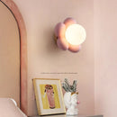 GobekUsa Kids Flower Resin Wall Lamp LED G9 Bulb White Pink Creative Bedroom Decor