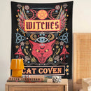 GobekUsa Cat Witchcraft Tapestry: Sun Moon Tarot Mushroom Divination for Home Decor