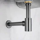GobekUsa Brass Round Siphon P-Trap Set with Pop-Up Drainer Gun Grey