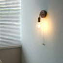 GobekUsa LED Walnut Wood Wall Light Fixture Clear Glass Sconce Bedside Lamp