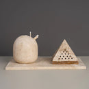 GobekUsa Beige Travertine Marble Mubkhar Bakhoor Incense Holder Oud Burner