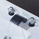 GobekUsa Black Basin Faucet: Brass Gold Crystal Sink Faucet, 3 Hole Waterfall Tap