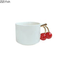 GobekUsa Cherry Handle Mug: White Ceramic Tea & Coffee Cup for Dining Table