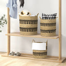 Seagrass Basket Set of 3 Stackable Storage Bins with Handles Woven Round Basket by LJGDeals