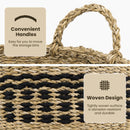Seagrass Basket Set of 3 Stackable Storage Bins with Handles Woven Round Basket by LJGDeals