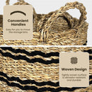 Seagrass Basket Set of 3 Stackable Storage Bins with Handles Woven Round Basket by LJGDeals