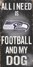 Seattle Seahawks Football and My Dog Wooden Sign by Dynasty Sports & Framing