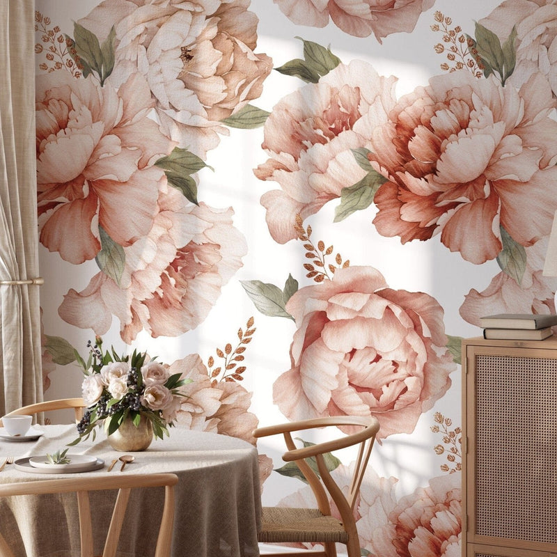 Watercolor Peony Flowers Wallpaper