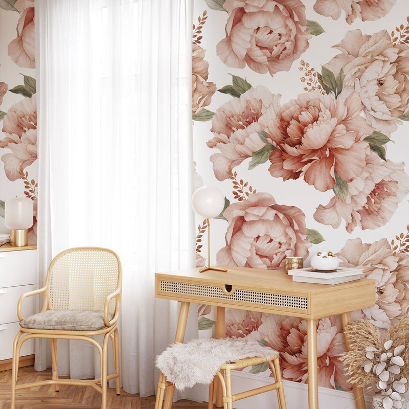 Watercolor Peony Flowers Wallpaper