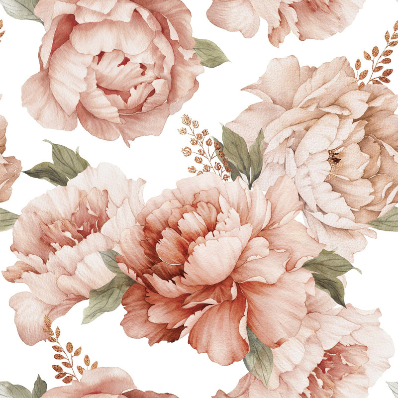 Watercolor Peony Flowers Wallpaper
