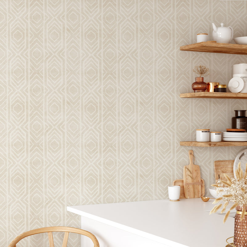 Beige Ikat Texture Peel and Stick Wallpaper Mural