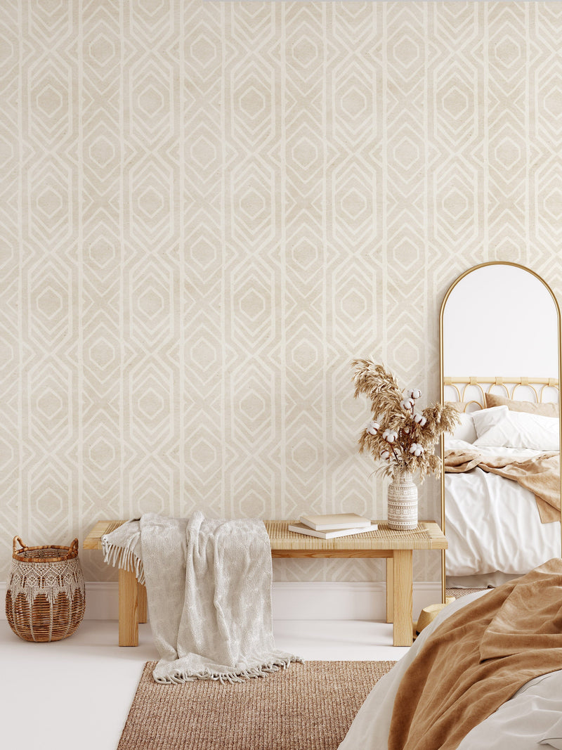 Beige Ikat Texture Peel and Stick Wallpaper Mural