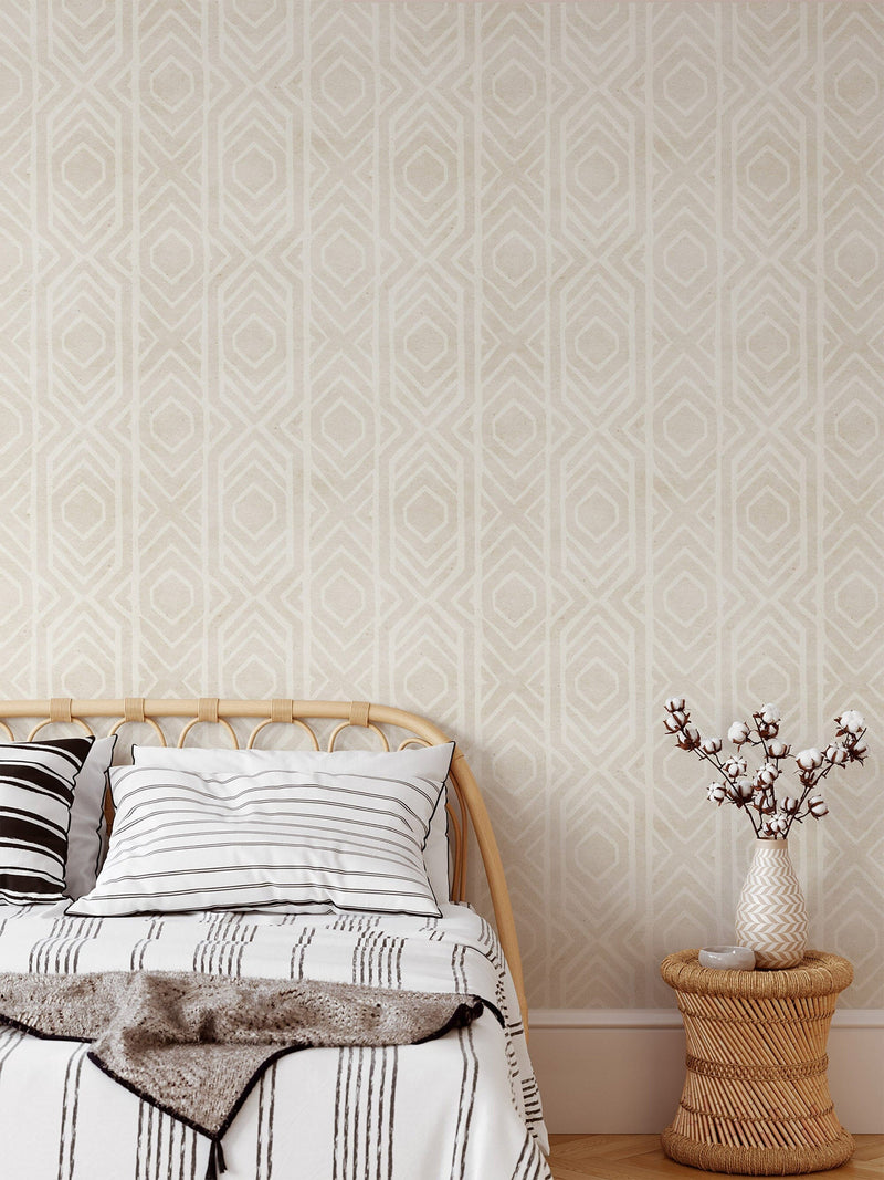 Beige Ikat Texture Peel and Stick Wallpaper Mural