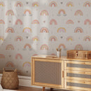 Whimsical Watercolor Rainbow Wallpaper - Hand Painted Pastel Nursery Wallpaper