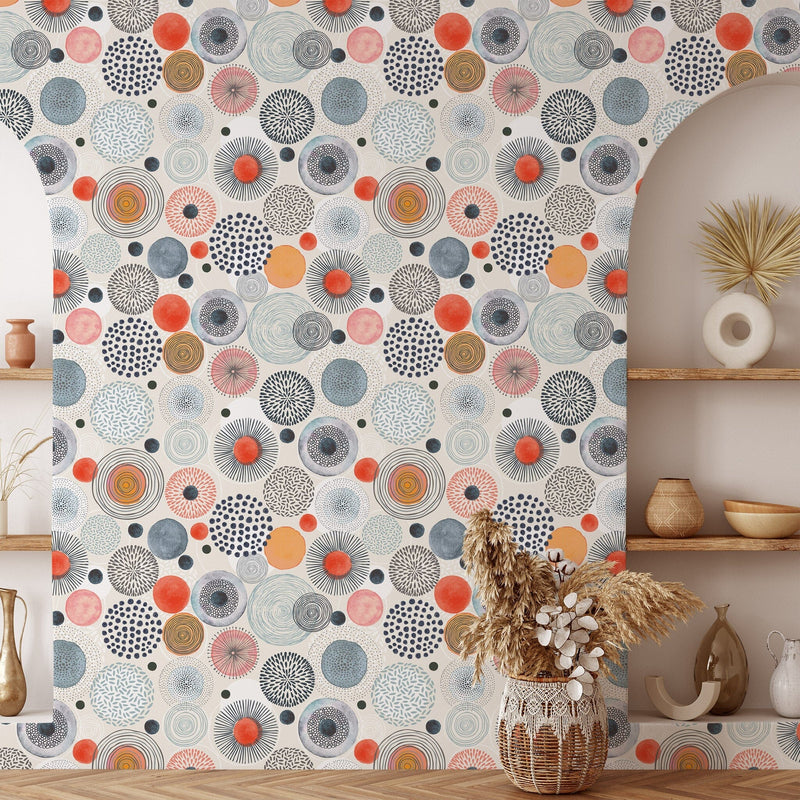 Abstract Doodle Circle Removable Wallpaper