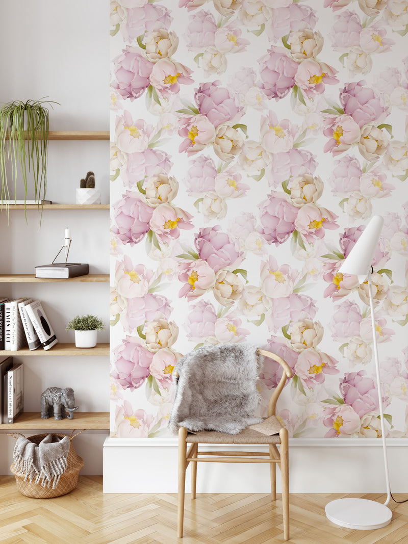 Large Peony Peel and Stick Wallpaper