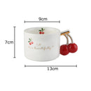 GobekUsa Cherry Pattern Porcelain Coffee Mug, Gilded Edge Teacup for Afternoon Tea & Juice