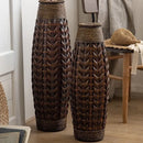 GobekUsa Bamboo Woven Vase Rattan Flower Glass Arrangement Dried Flower Basket Living Room Decor