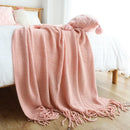 GobekUsa Knitted Leisure Blanket Throw - Cozy Sofa Cover and Bed End Towel with Tassels