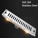 GobekUsa Black 304 Stainless Steel Strip Floor Drain for Toilet, Shower, Large Overflow