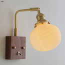 GobekUsa Ceramic LED Wall Light Fixture White Copper Walnut Ash Bedside Lamp