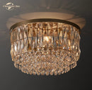 GobekUsa Crystal Flushmount Ceiling Light: Modern Round Bedroom Dining Room Indoor Lamp