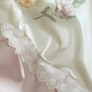 GobekUsa Flowers Embroidery Lace Princess Bedding Set 1000TC Egyptian Cotton Duvet Cover Set