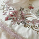GobekUsa Elegant Flowers Embroidery Lace Princess Wedding Bedding Set - 1200TC Cotton Duvet Cover