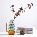 GobekUsa Glass Bubble Ring Vase: Transparent Handle Vase for Flower Arrangement & Home Decor