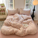 GobekUsa Cotton Flower Print Bedding Set - Romantic High-Density Comforter for Adults