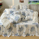 GobekUsa Korean Princess Flowers Bedding Set - Duvet Cover, Bed Skirt, Pillowcases