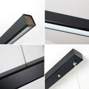 GobekUsa LED Linear Pendant Light - White Black Wood Finish - Long Hanging Office Fixture