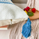 GobekUsa Blue Diamond Jacquard Tassel Cushion Cover 45x45cm