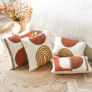 GobekUsa Gematric Tufted Burnt Orange Half Circle Cushion Cover for Living Room