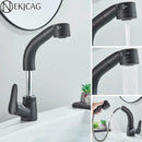 GobekUsa Black Basin Faucet: Pull Out Sink Mixer Tap with 360° Rotation and Hot&Cold Sprayer