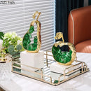 GobekUsa Gold-plated Apple/Pear Alloy Ornaments for Living Room Desk Decoration