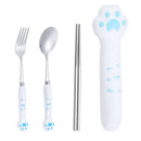 GobekUsa Kawaii Cat Claw Cutlery Set for Kids - Portable Outdoor Tableware Kit