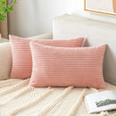 GobekUsa Corduroy Striped Throw Pillow Covers - Soft Decorative Cushion Cases