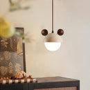GobekUsa Cream Glass LED Pendant Lights Modern Wood Yellow Travertine Pendant Lamp